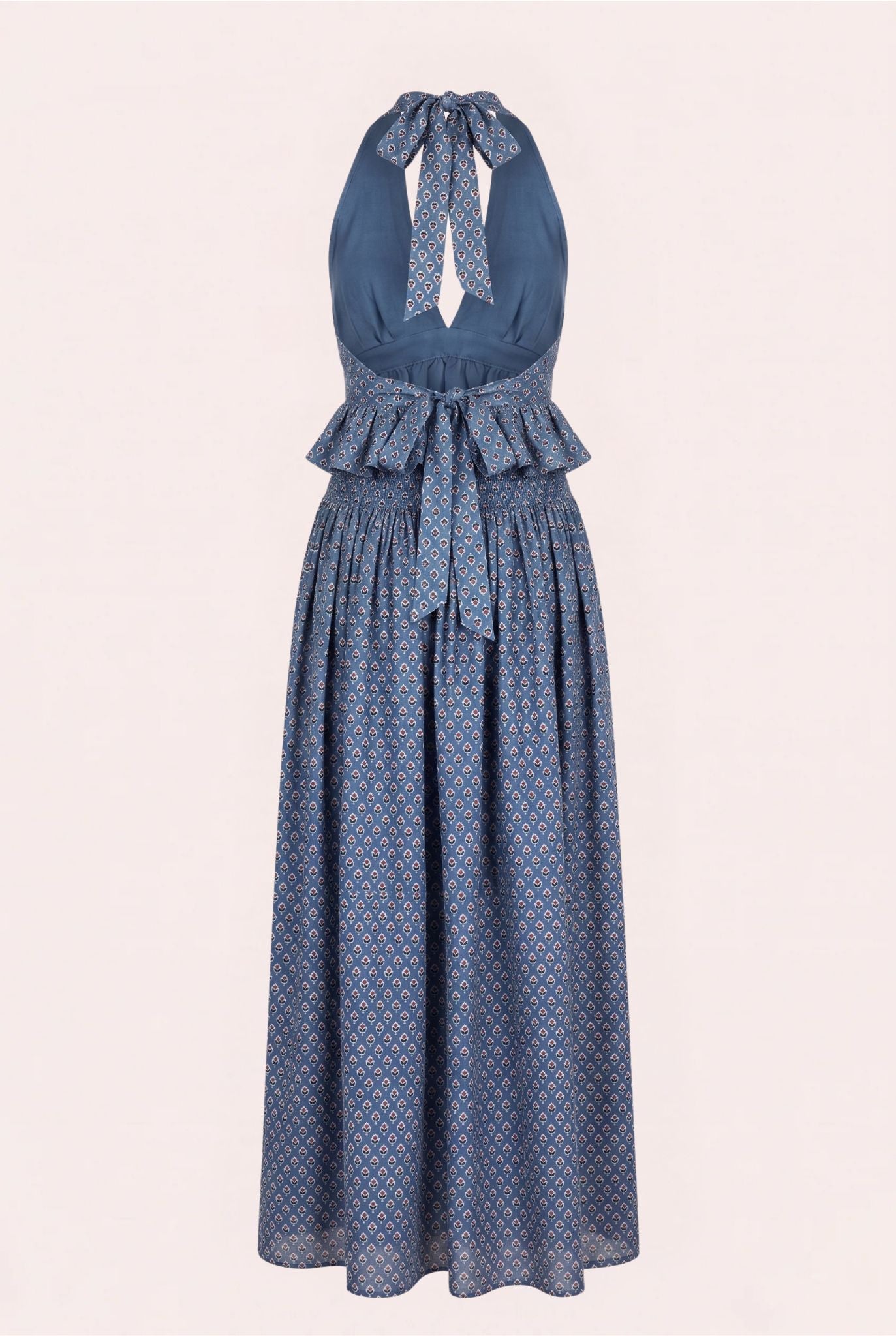 Bohemian two-piece set, cotton halter top, maxi skirt set, Ajrakh block print clothing, handmade cotton co-ord, artisan-made fashion, ethical clothing India, boho summer outfit, handcrafted resort wear, sustainable women's fashion.