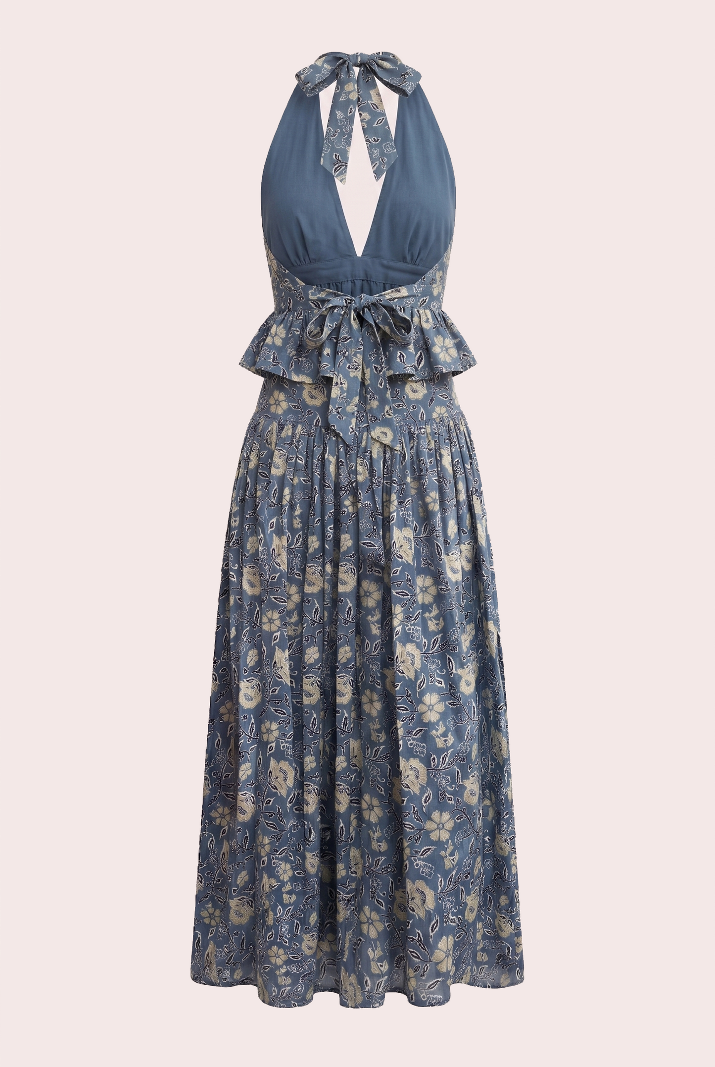 Bohemian two-piece set, cotton halter top, maxi skirt set, Ajrakh block print clothing, handmade cotton co-ord, artisan-made fashion, ethical clothing India, boho summer outfit, handcrafted resort wear, sustainable women's fashion.