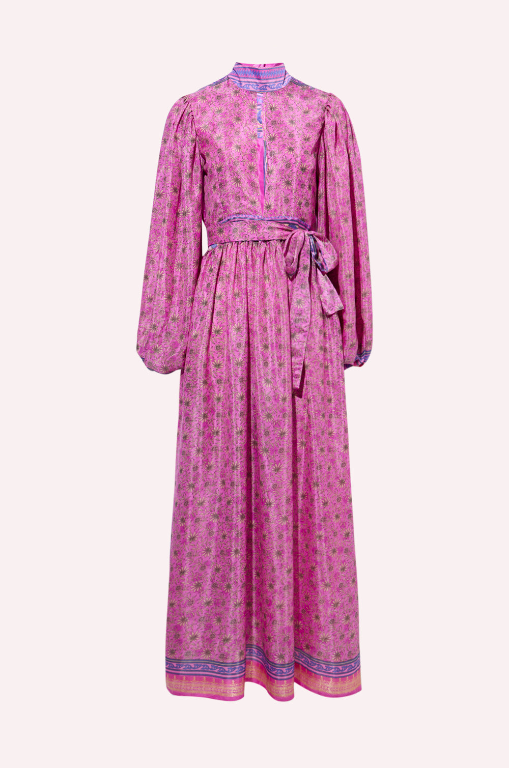 ZAZI upcycled dress with belt and balloon sleeves