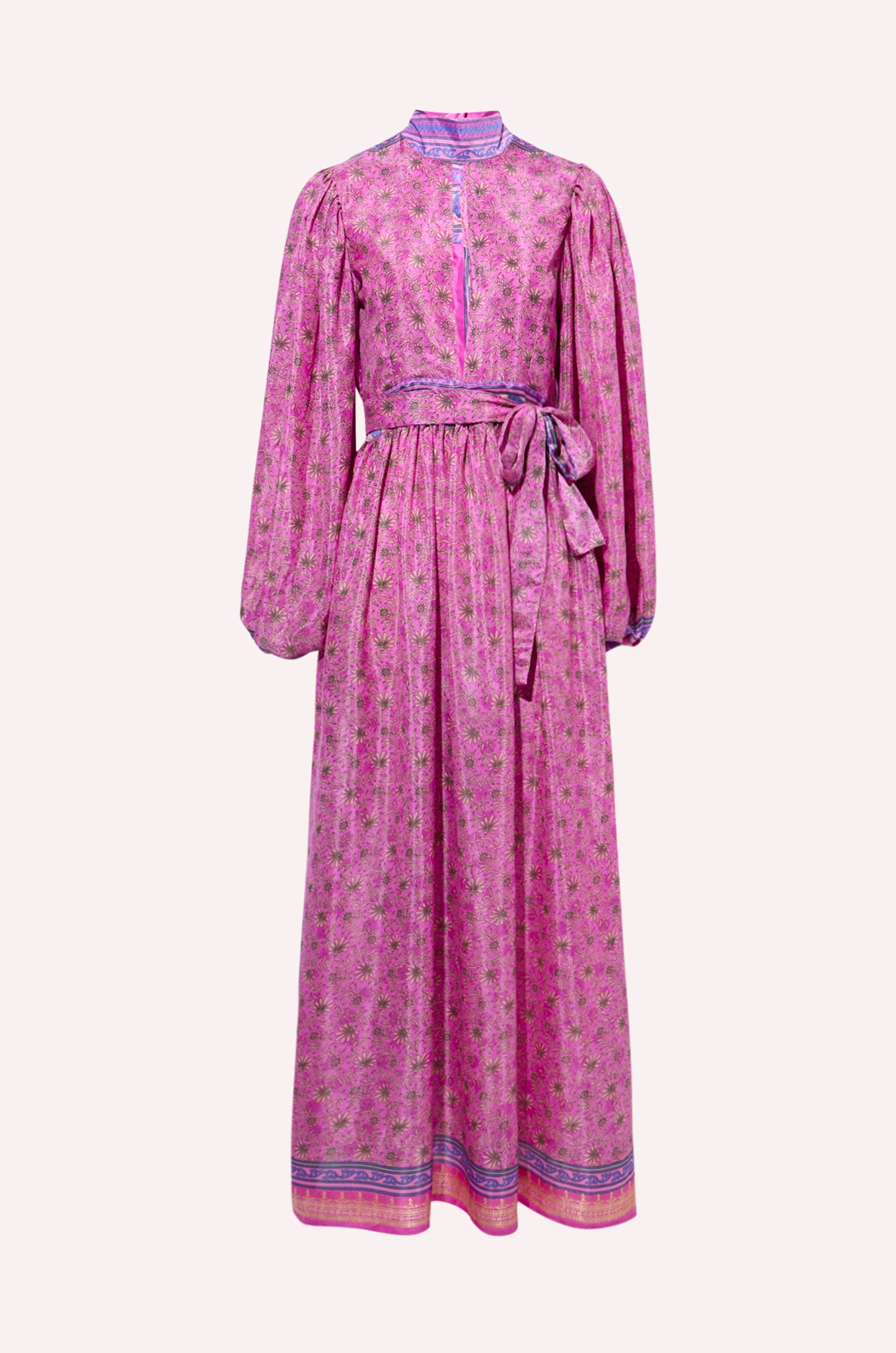 ZAZI upcycled dress with belt and balloon sleeves