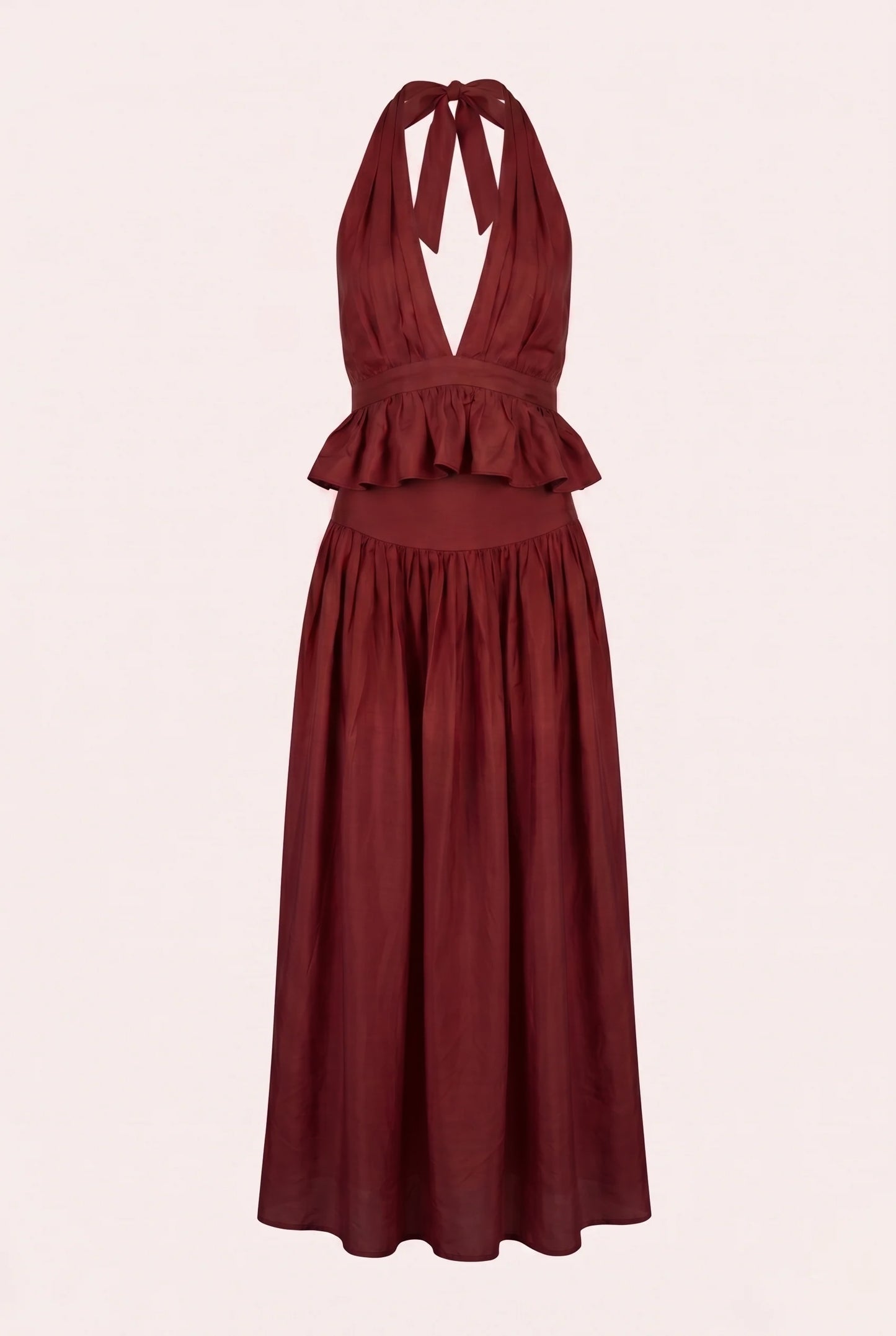 ZAZI Avani Set in naturally dyed mulberry silk, featuring a feminine bohemian two-piece design with a lightweight and flowing silhouette.