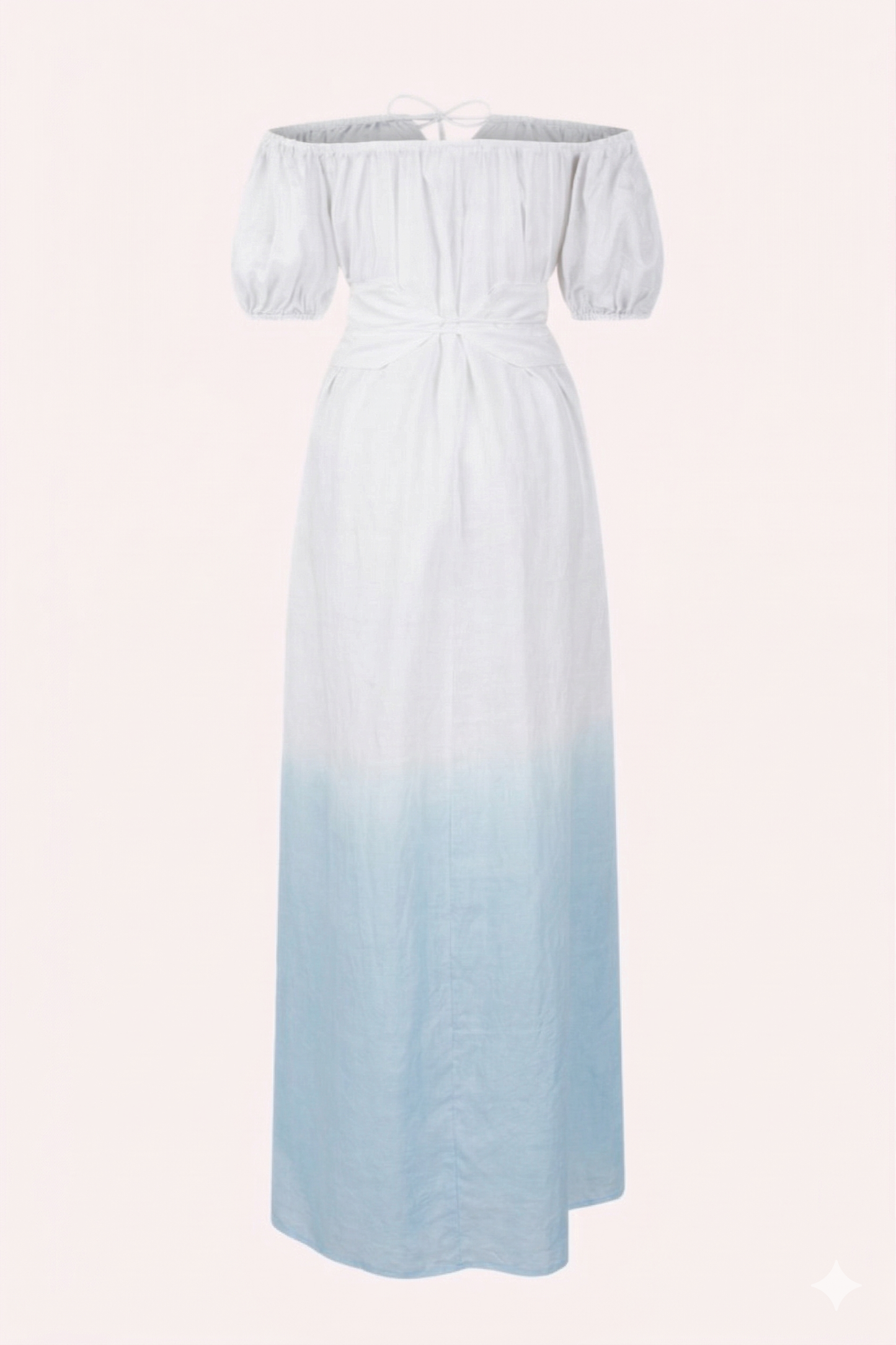 Blue and white dip dye summer flowy silk maxi dress back side