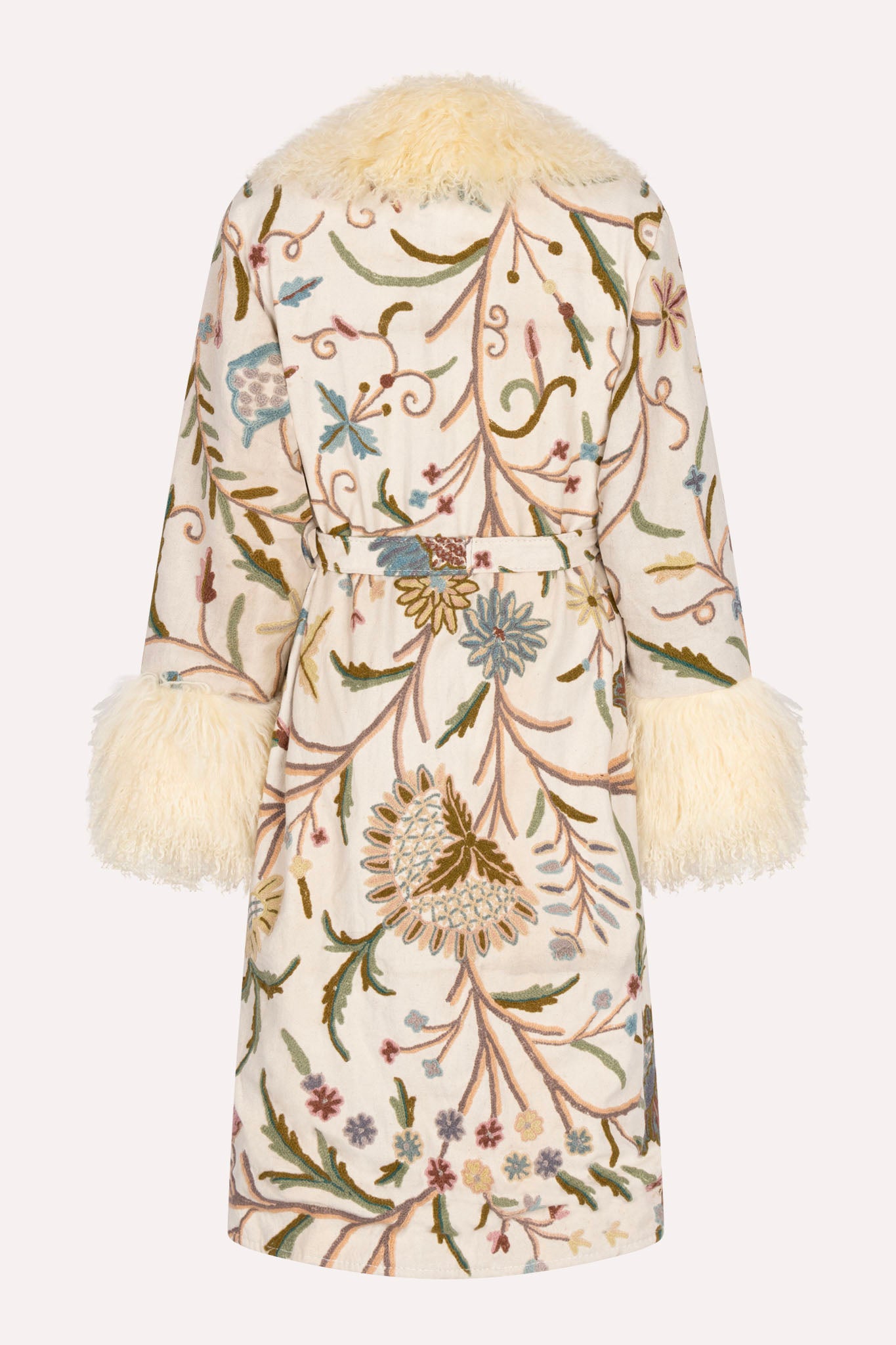 Fur trim ZAZI Afghan Penny Lane coat ethically handmade with vintage suzani embroidery